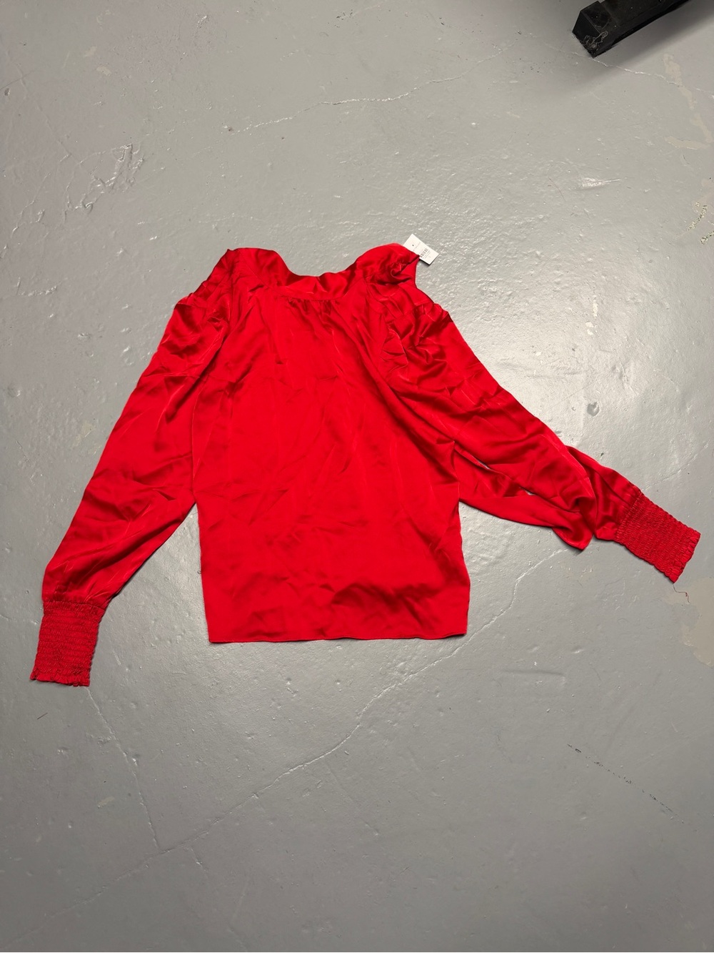 Ann Taylor Red Tie Neck Long Sleeve Blouse